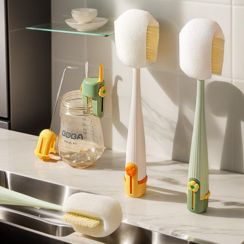 Multifunctional 5-In-1 Bottle Brush – Great for Cleaning Cup Lids & Home Kitchen Chores