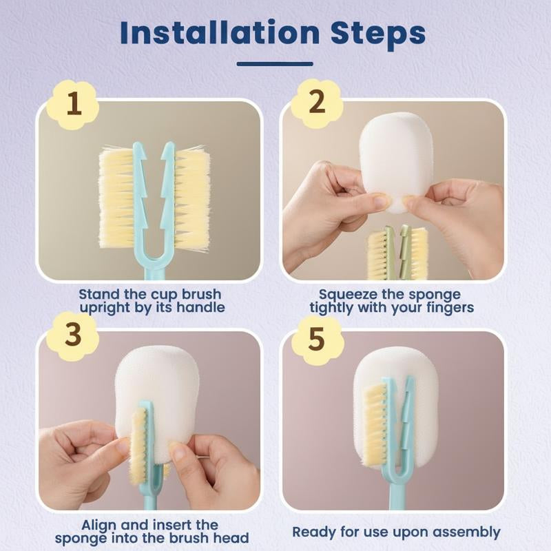 Multifunctional 5-In-1 Bottle Brush – Great for Cleaning Cup Lids & Home Kitchen Chores