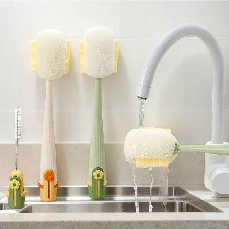 Multifunctional 5-In-1 Bottle Brush – Great for Cleaning Cup Lids & Home Kitchen Chores